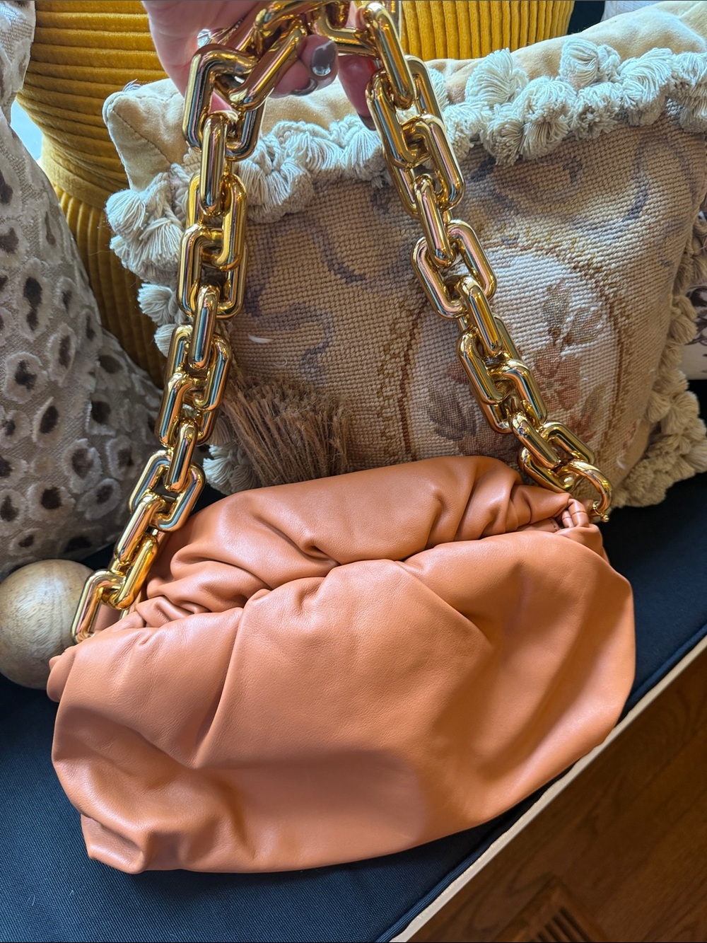 COA Bottega Vaneta Pouch Chain Leather Clutch